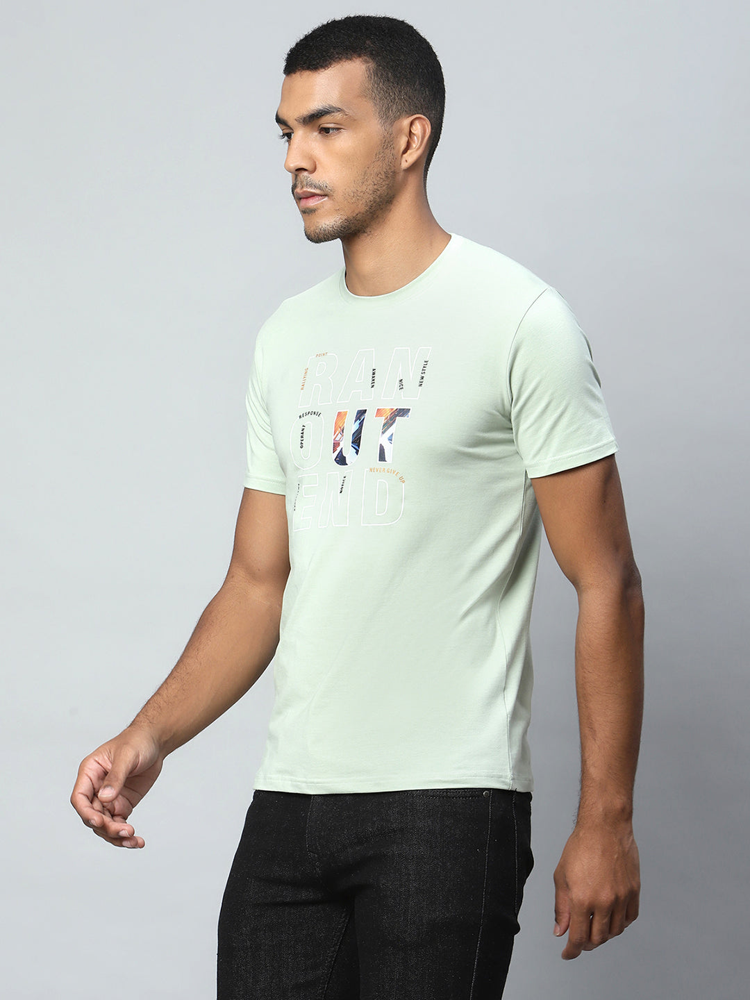 Men Alpha printed Sea Green T-Shirt