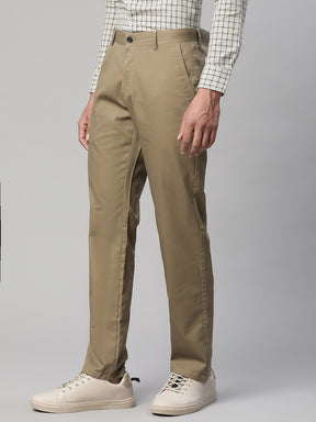 Men Khaki Semi Formal Trouser