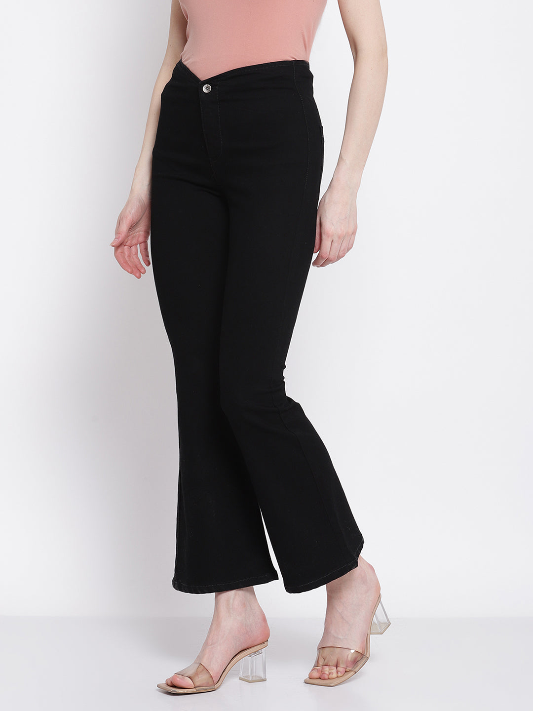 Buy Women's Slim Fit Formal Big Bell Bottom Pant Black (M) at Amazon.in
