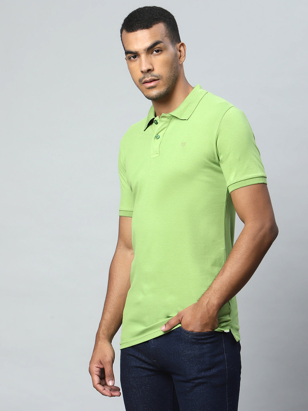 Men Grass Green Polo T-Shirt