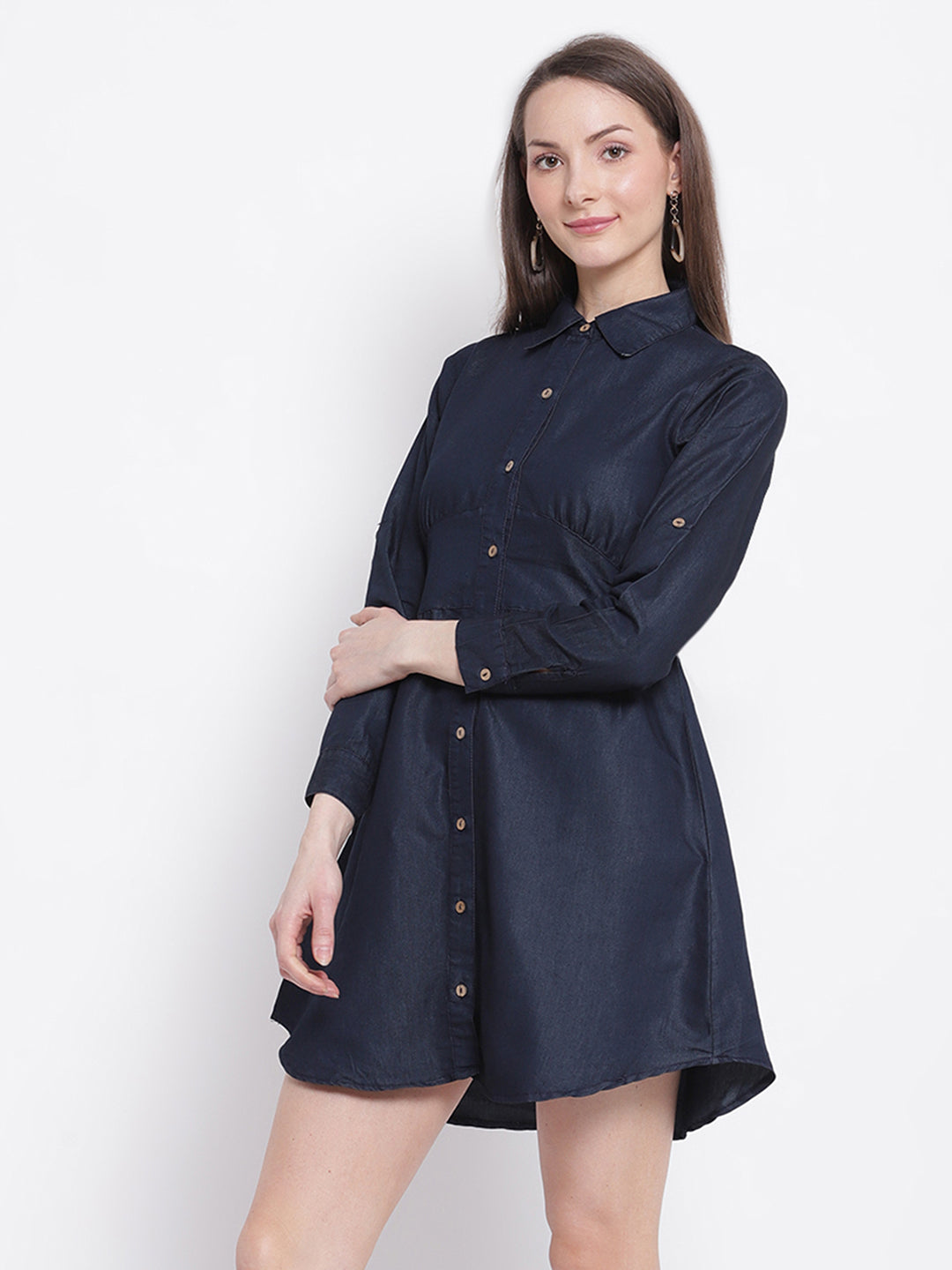 women dark blue deniumoo solid denim dress