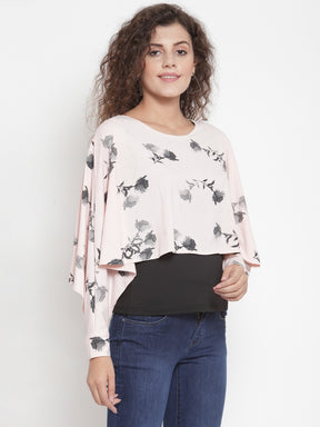 Women Pink Printed Top With Layering