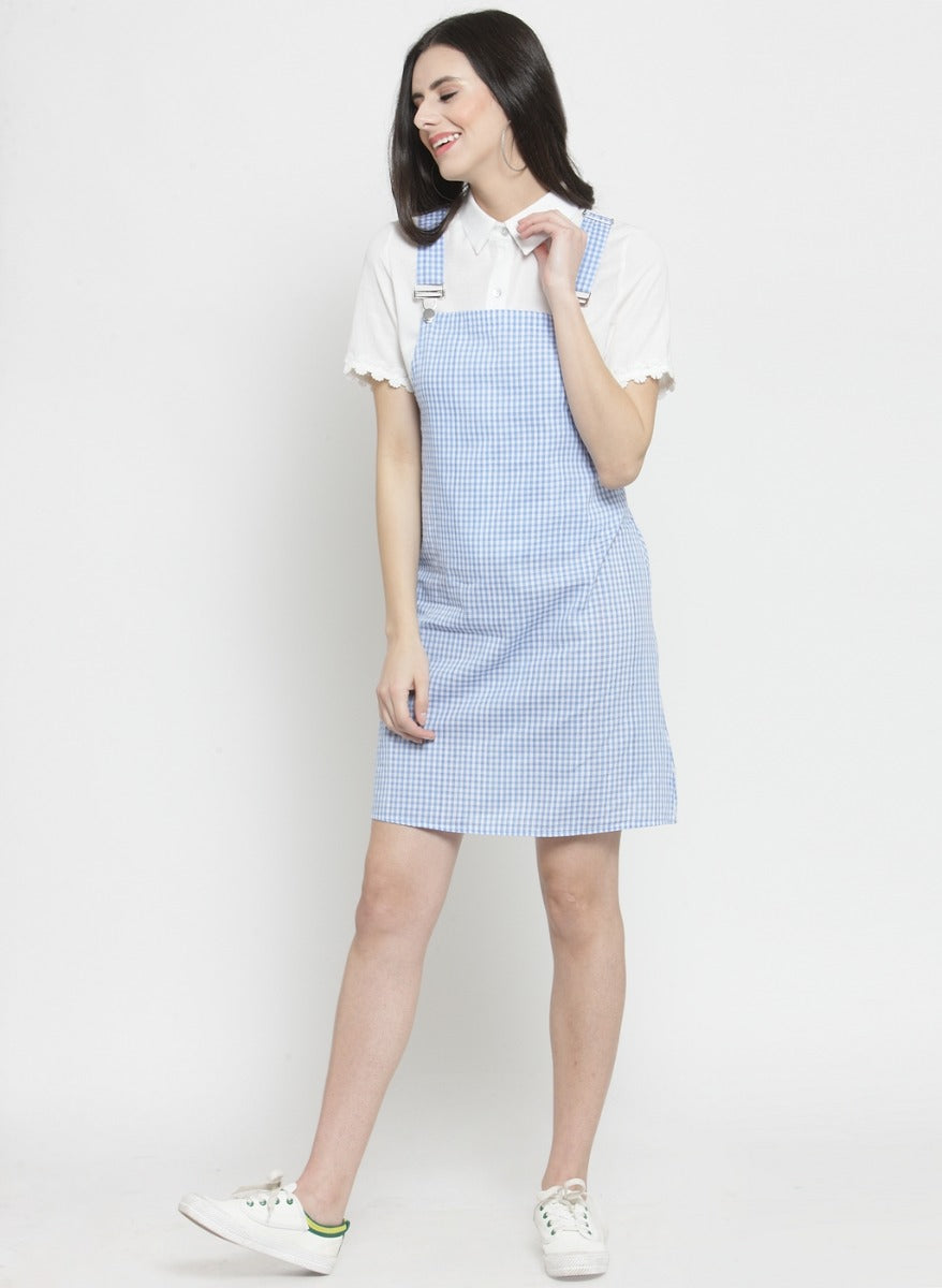 Women Checked Red Dungaree