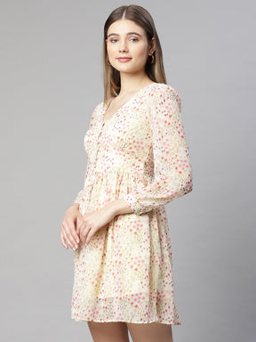 women pink hosiery printed dress