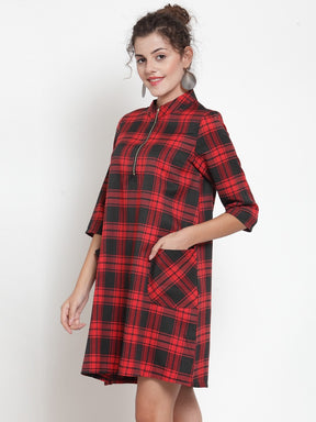 Women Checked Red Tunic
