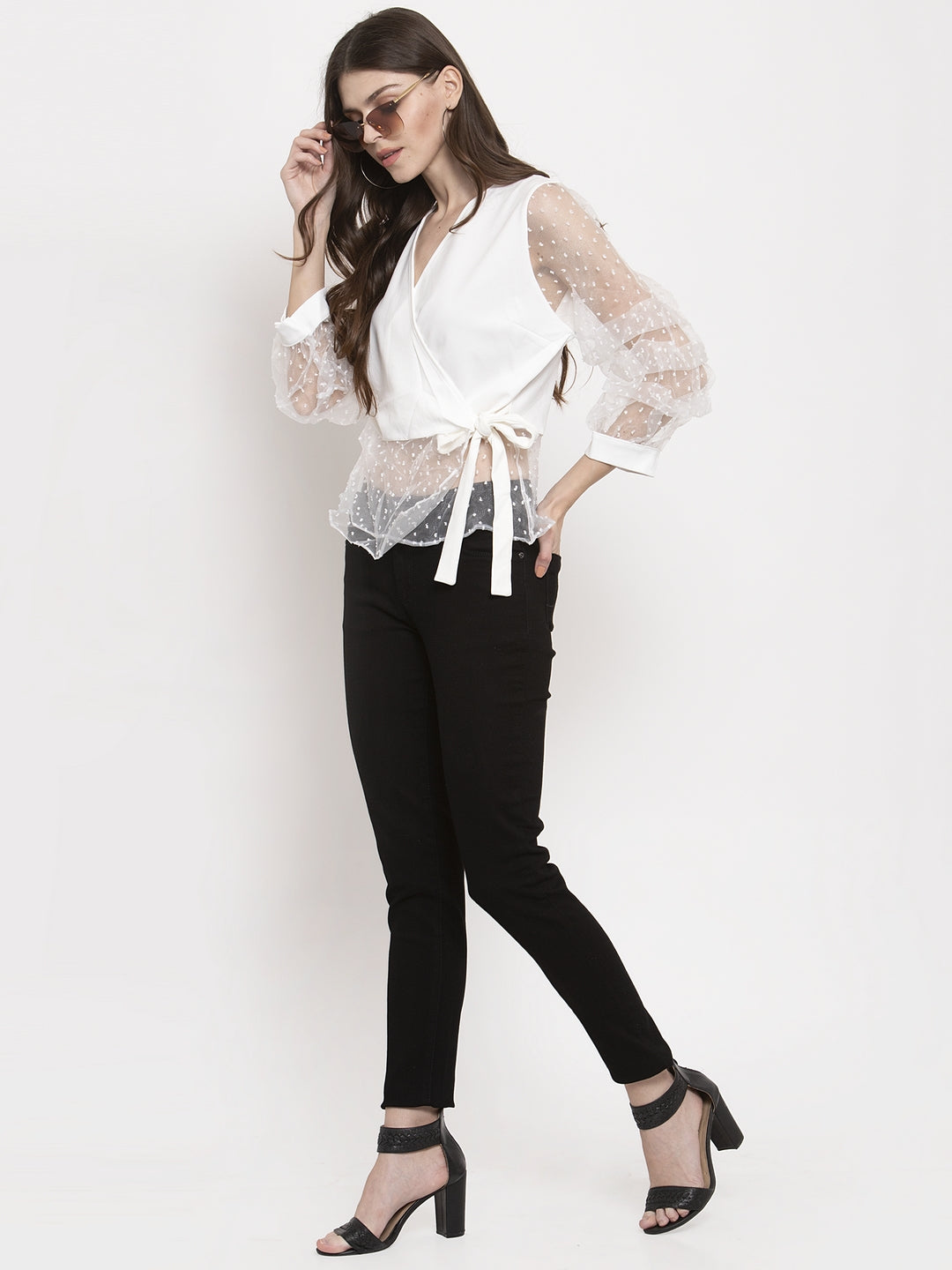 Ladies White Transparent Top