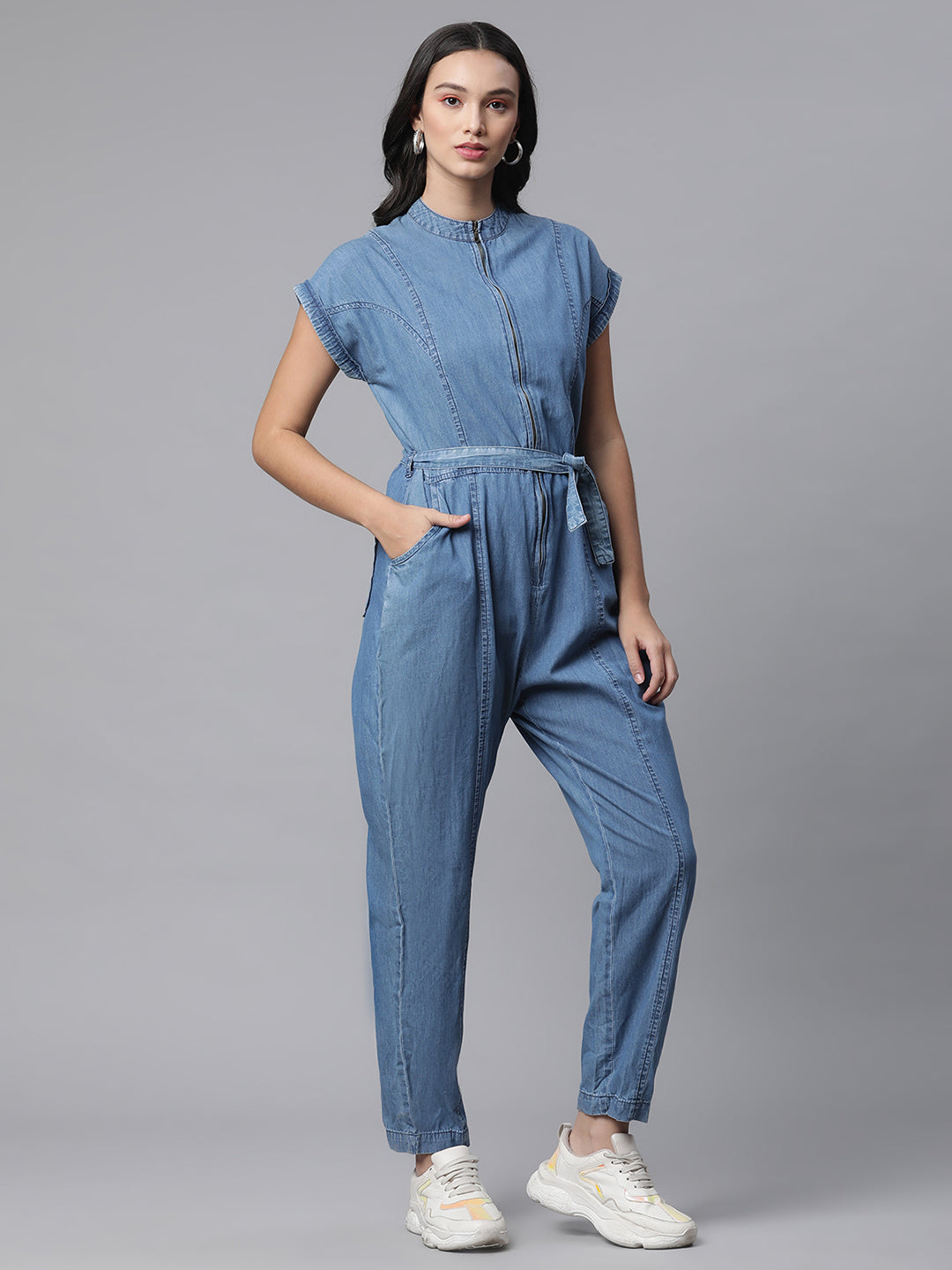 Women Bluish Denim Jumpsuit