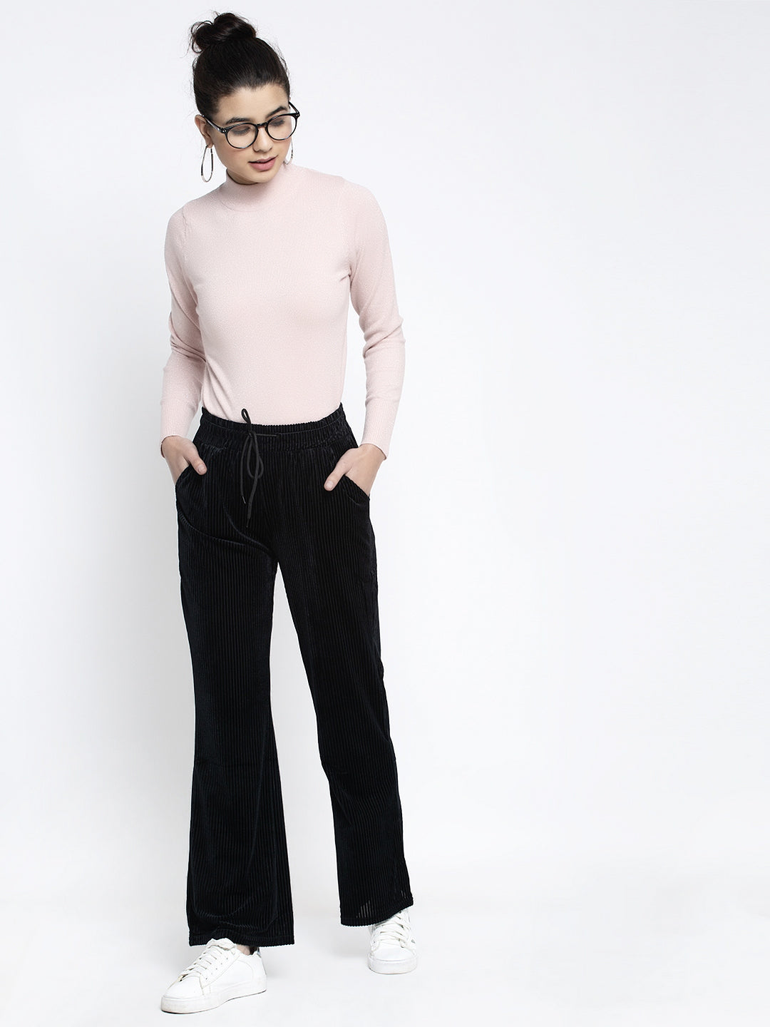 Women Black Regular Fit Lower with Pockets - Global Republic