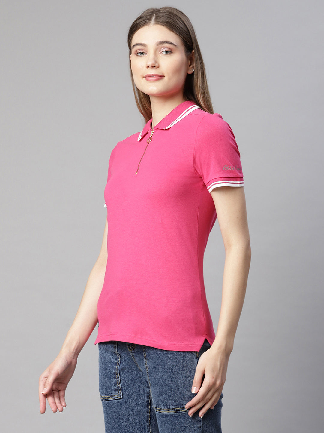 Women Hot Pink Polo T-Shirt