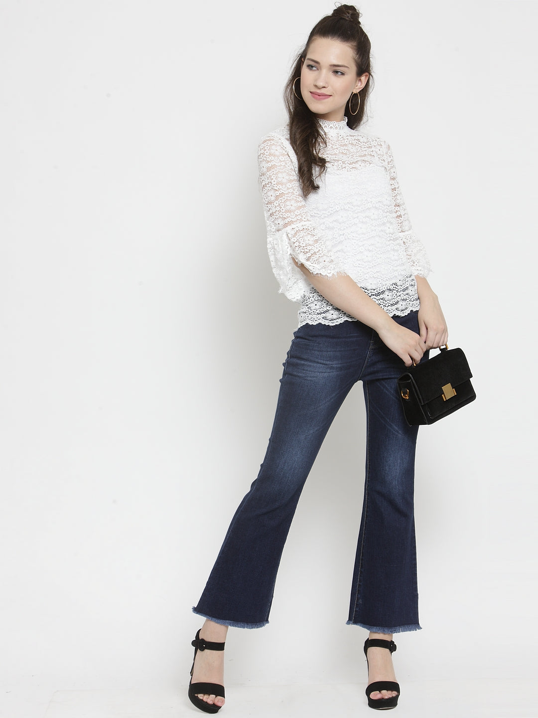 Women Blue Flared Denim Jeans