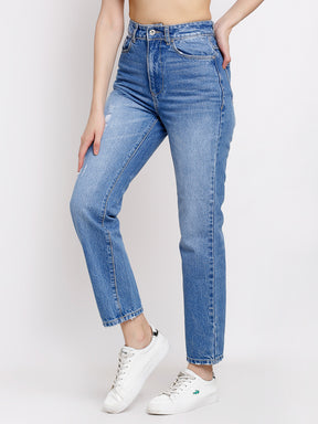 Women Blue Denim Solid Full Length Jeans