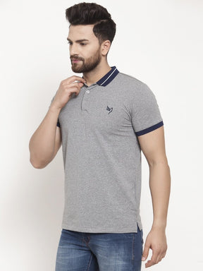 Mens Plain Grey And Red Combo Of 2 T-Shirts
