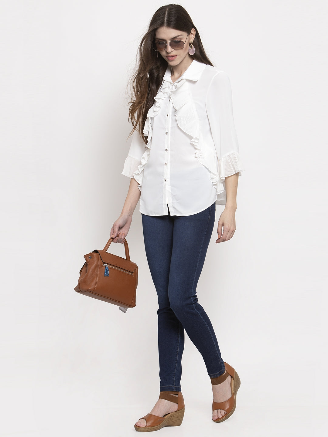 Ladies Side Ruffle Shirt