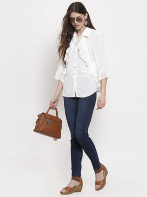 Ladies Side Ruffle Shirt