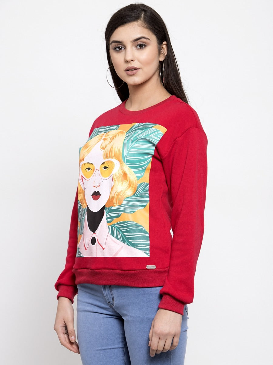 Women Red Sweat Shirt