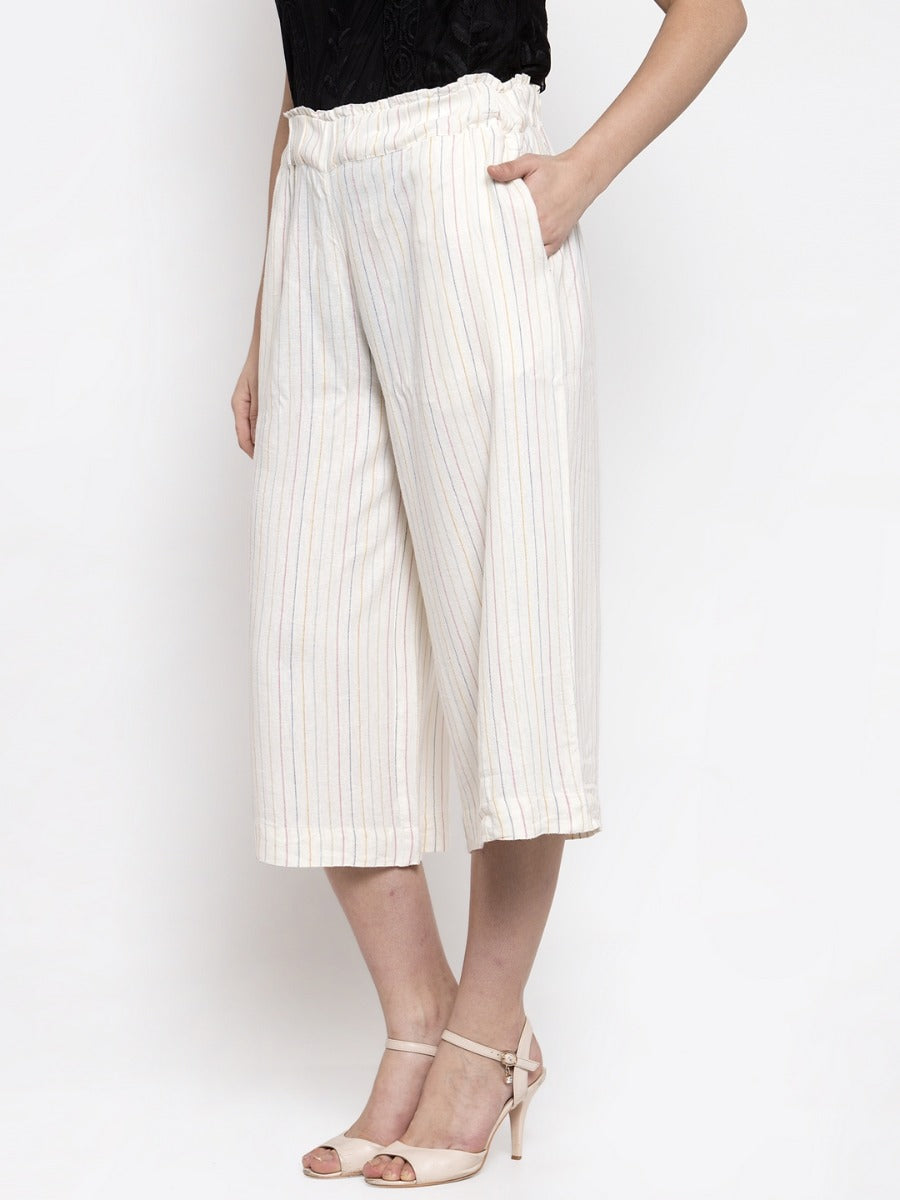 Women White Striped Palazzo