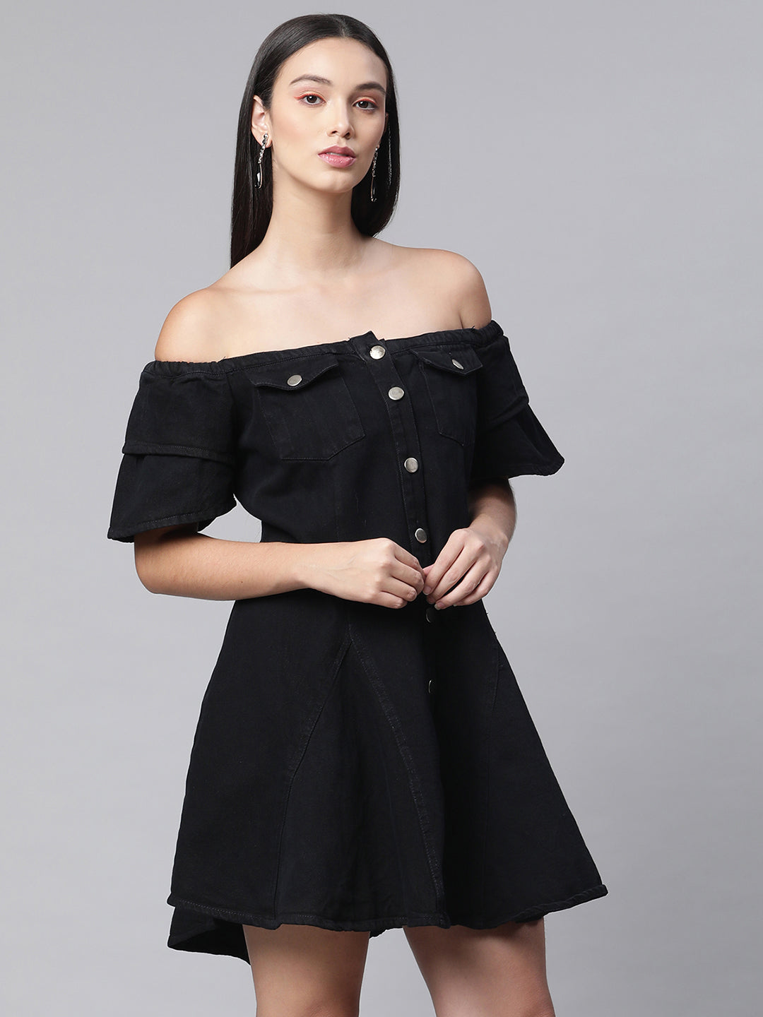 Women Dark Blue Denim Dress - Global Republic