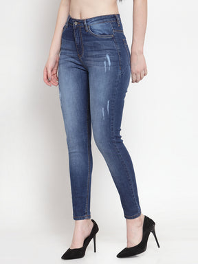 Women Dark Blue Denim Solid Jeans