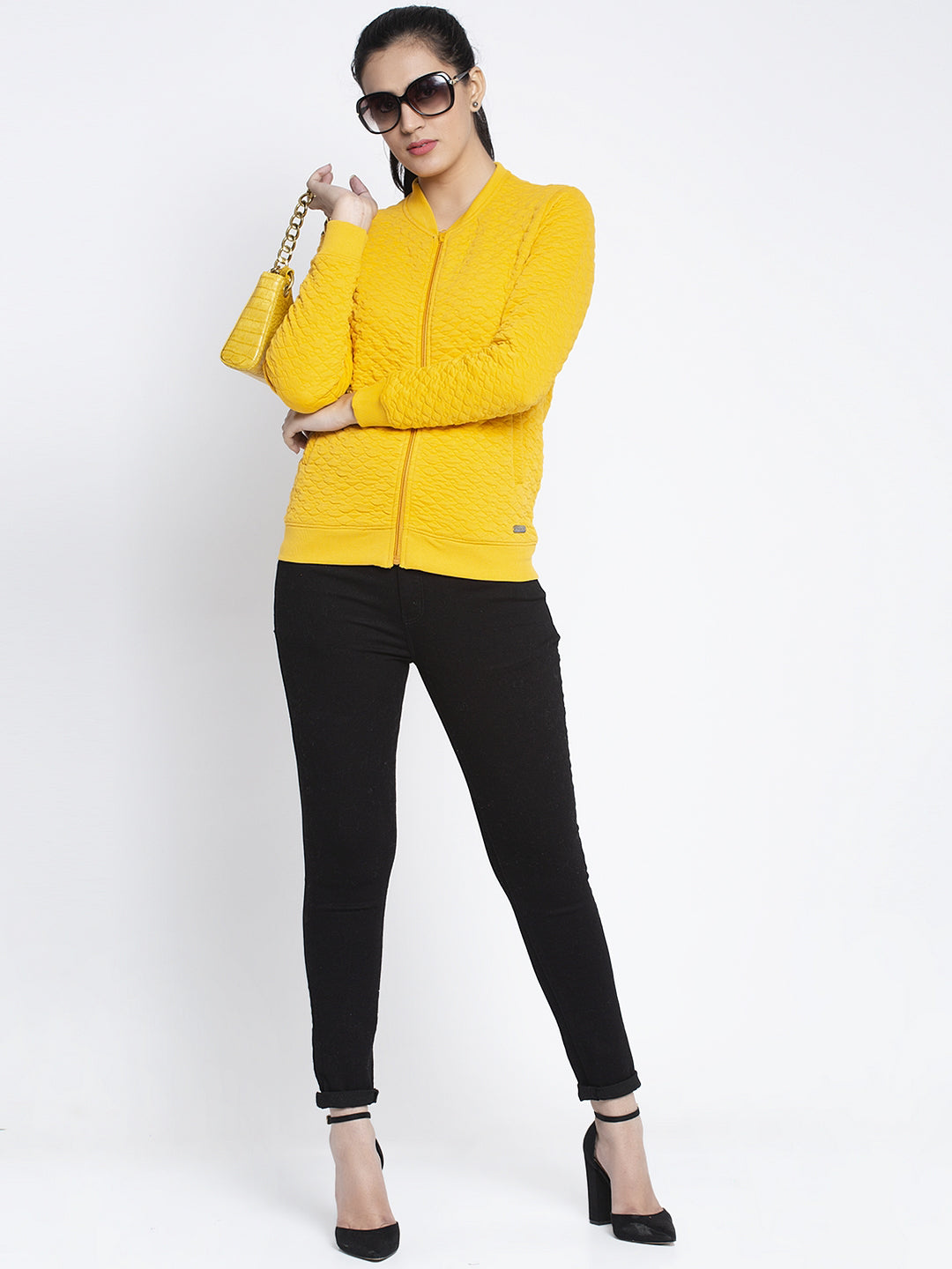 Women Mustard Solid Sweatshirt