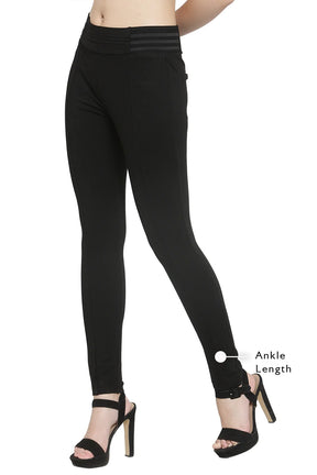 skinny fit solid black stretchable jeggings