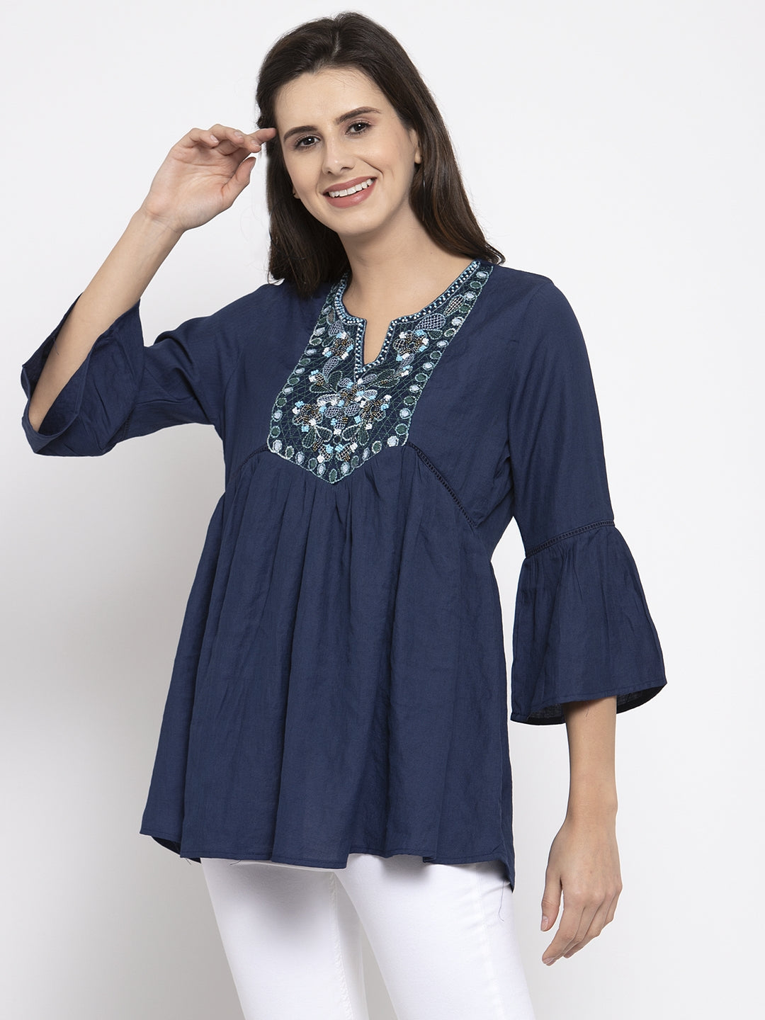 Women Peplum Embroidered Top