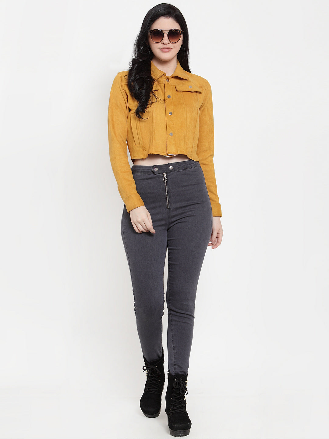 Women Mustard Sweet Solid Jacket