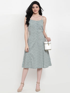 Women Green Polka Dots Dress