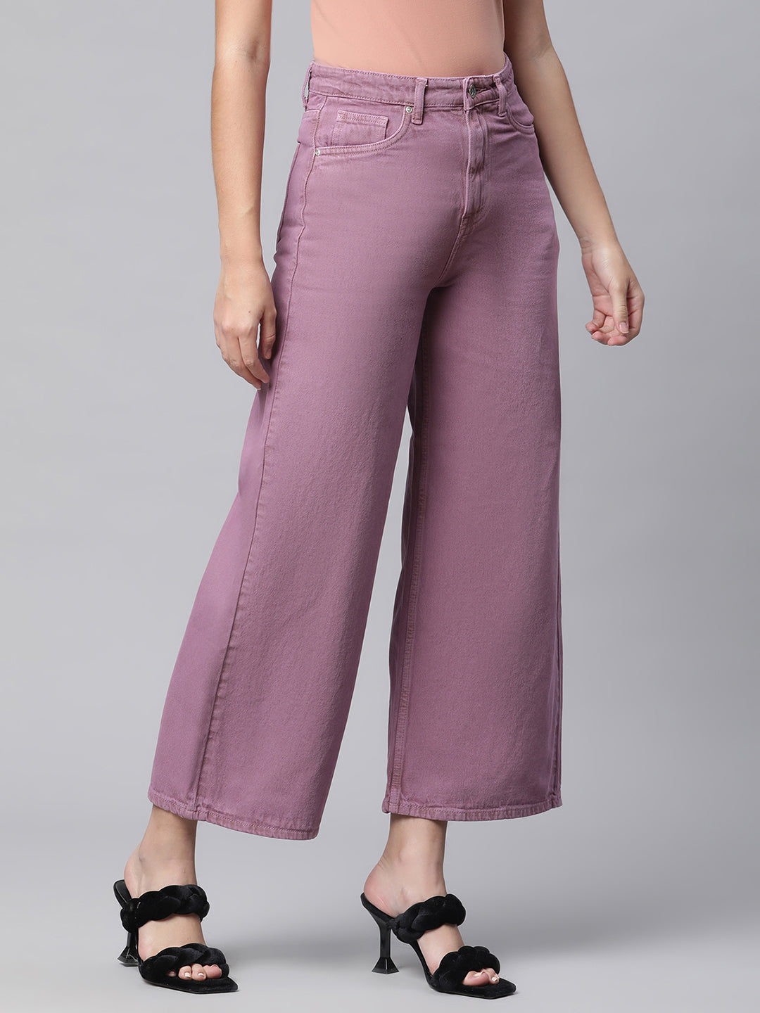 purple loose fit ultra flared jeans