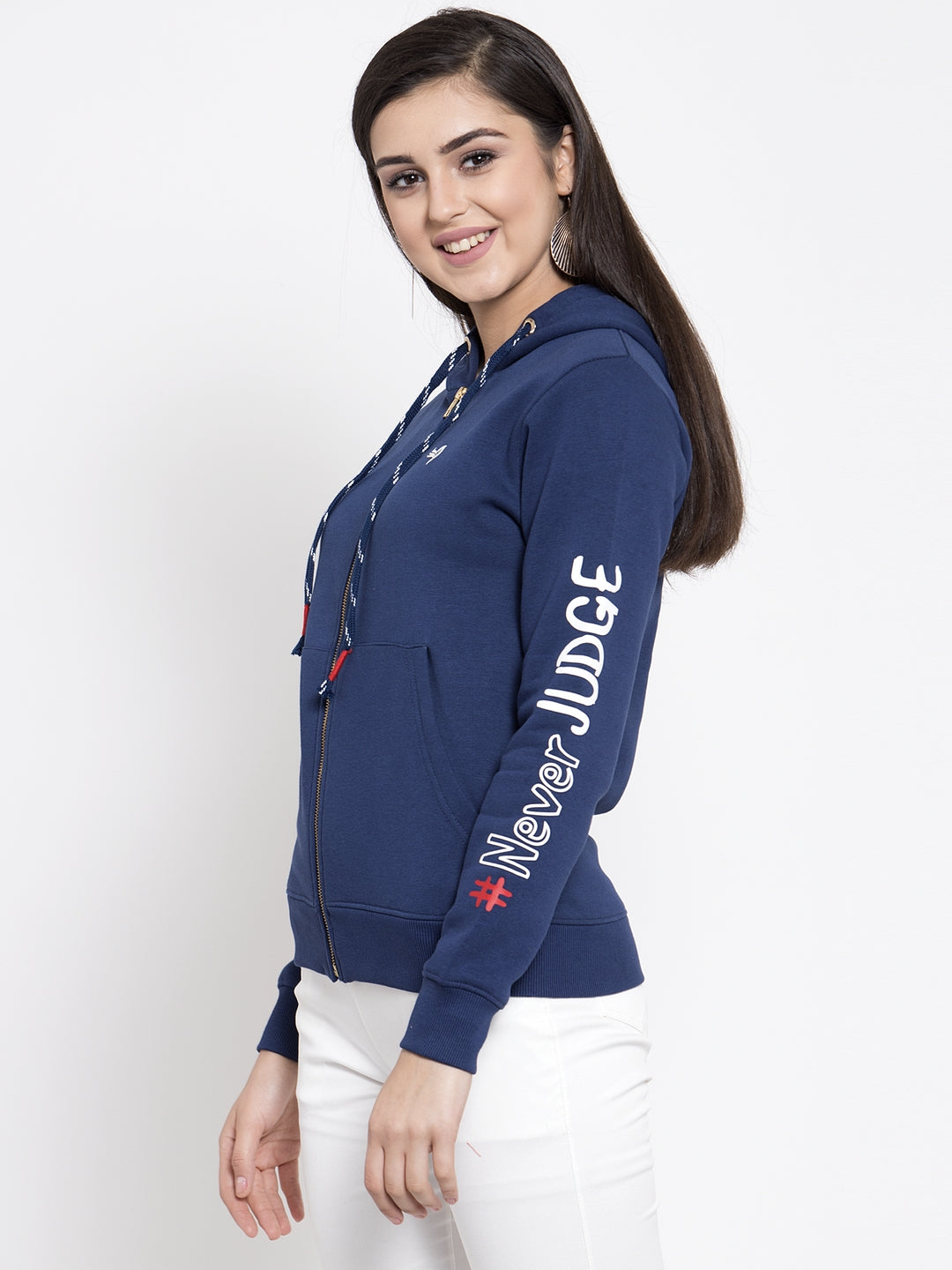 Women Blue Solid Sweatshirt