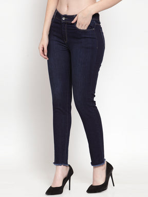 Women Dark Blue Denim Skinny Fitted Jeans