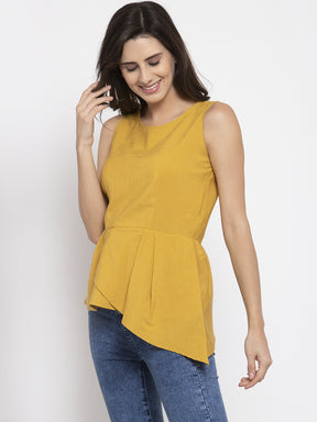 Women Mustard A-Line Fit Drop Waist Top