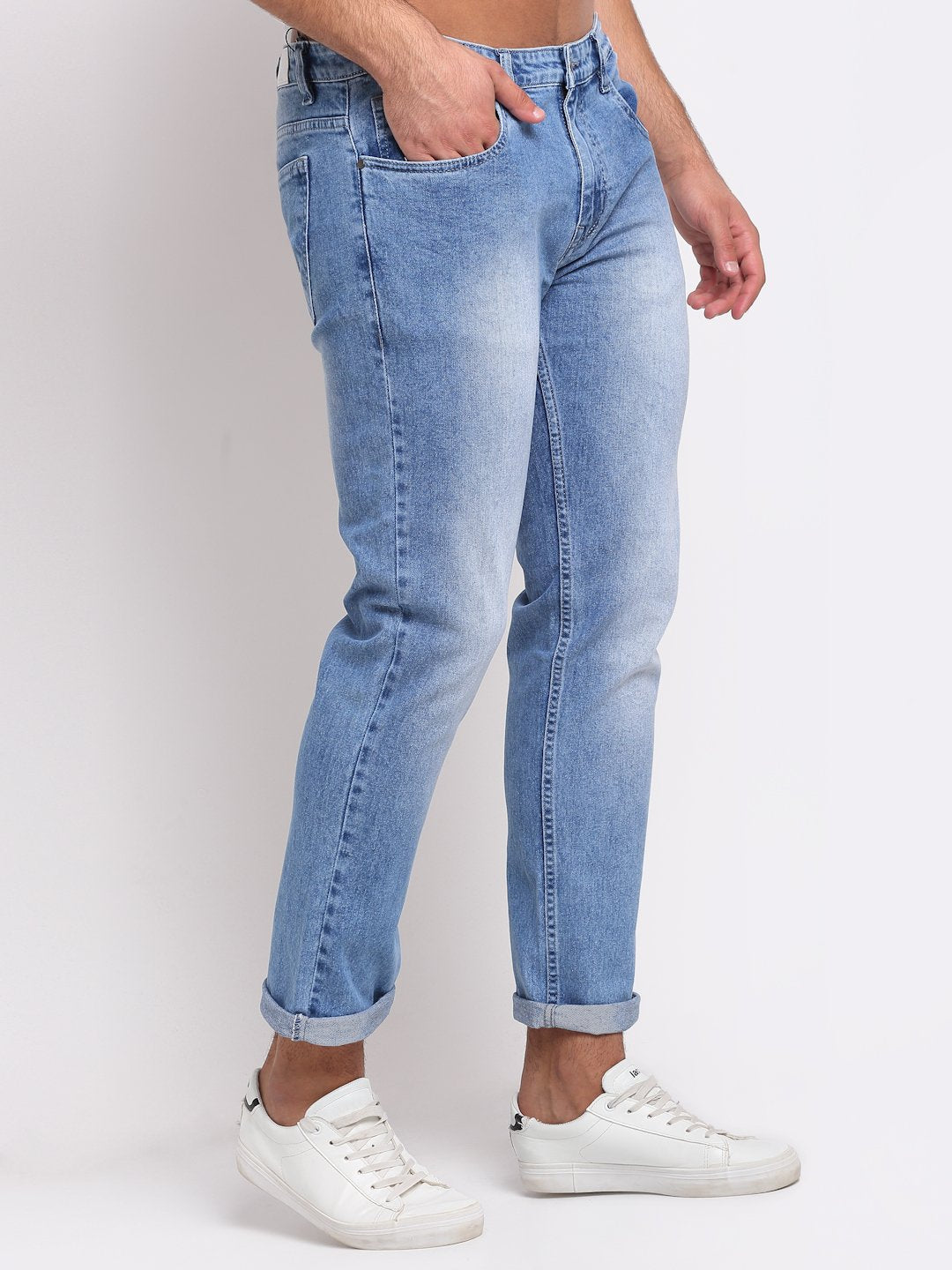 Men Blue Denim Solid Jeans