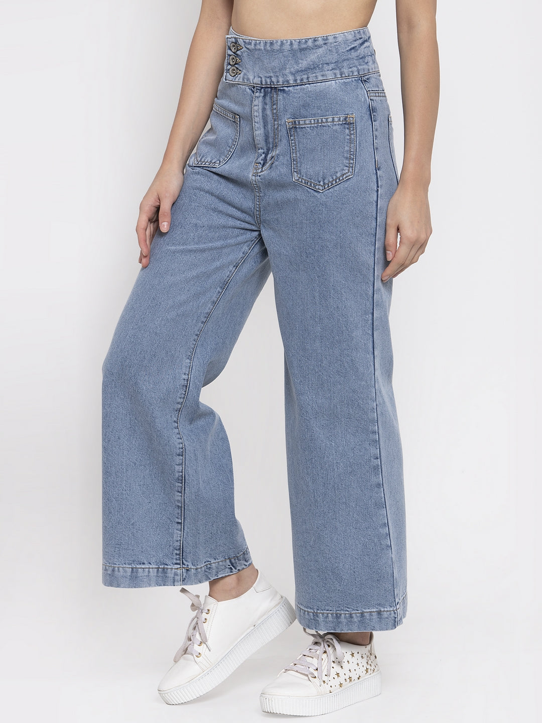 Women Solid Blue Denim Jeans