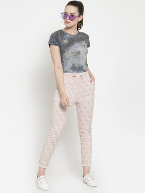 Women Baby Pink Floral Printed Lower