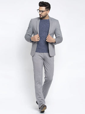 Men Grey Checked 2-Peice Suit