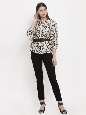 Ladies Beige half heart printed top