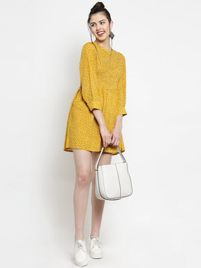 Women Mustard Printed Tunic