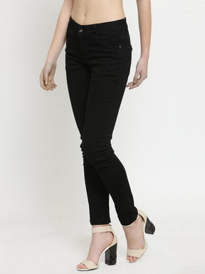 Women Black Solid Jeans