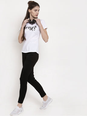 ladies white printed round neck t shirts