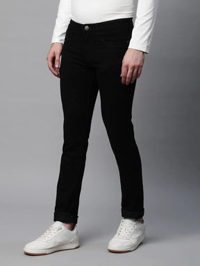Mens Black Slim Fit Medium Stretch 5-Pocket Jeans