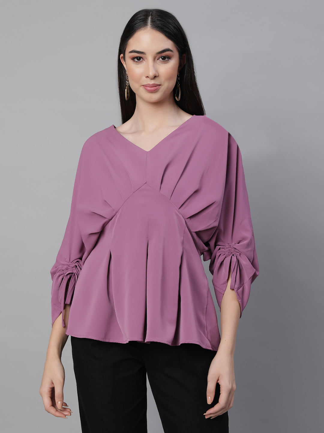 Women V-Neck Regular Fit Peplum Top