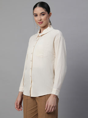 women lemon collar neck solid shirt