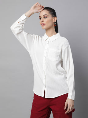 women white cotton embroidered shirt
