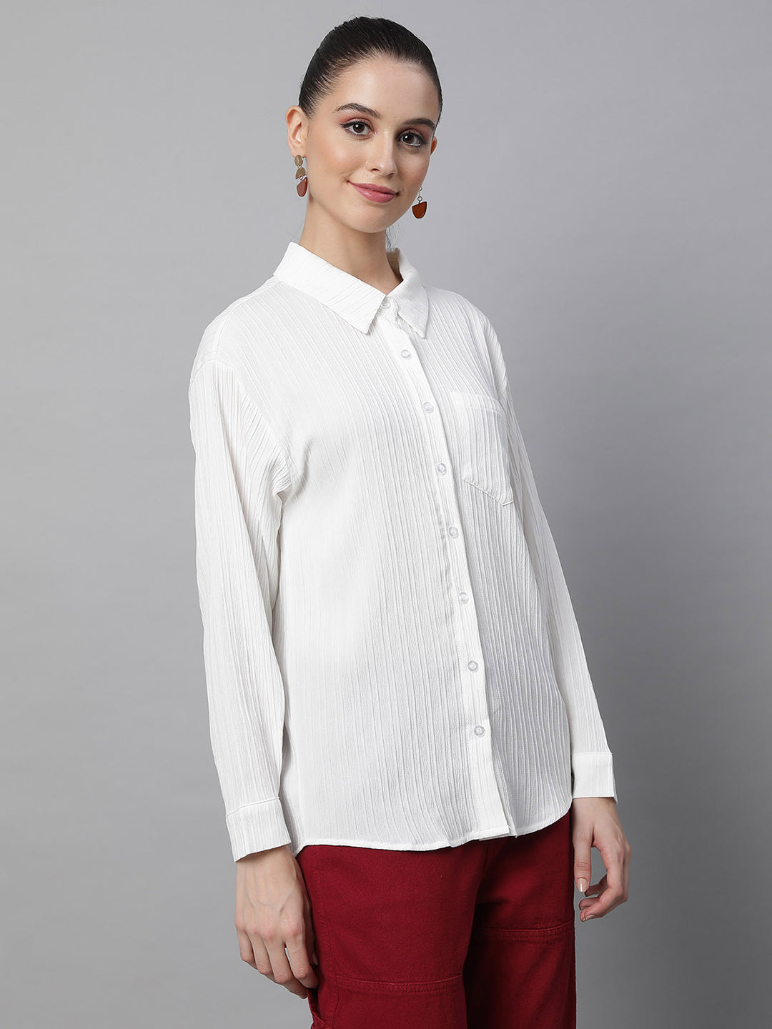 women white cotton embroidered shirt