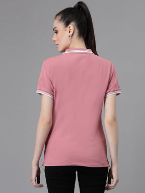 Women Regular Fit Polo Neck Cotton T-Shirt