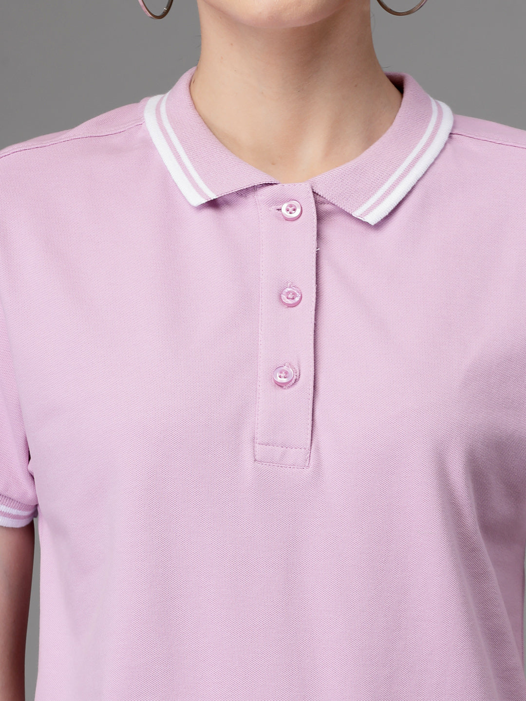 Women Regular Fit Polo Neck Cotton T-Shirt