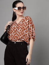 Women Regular Fit Collar Neck Printed Blouson Top