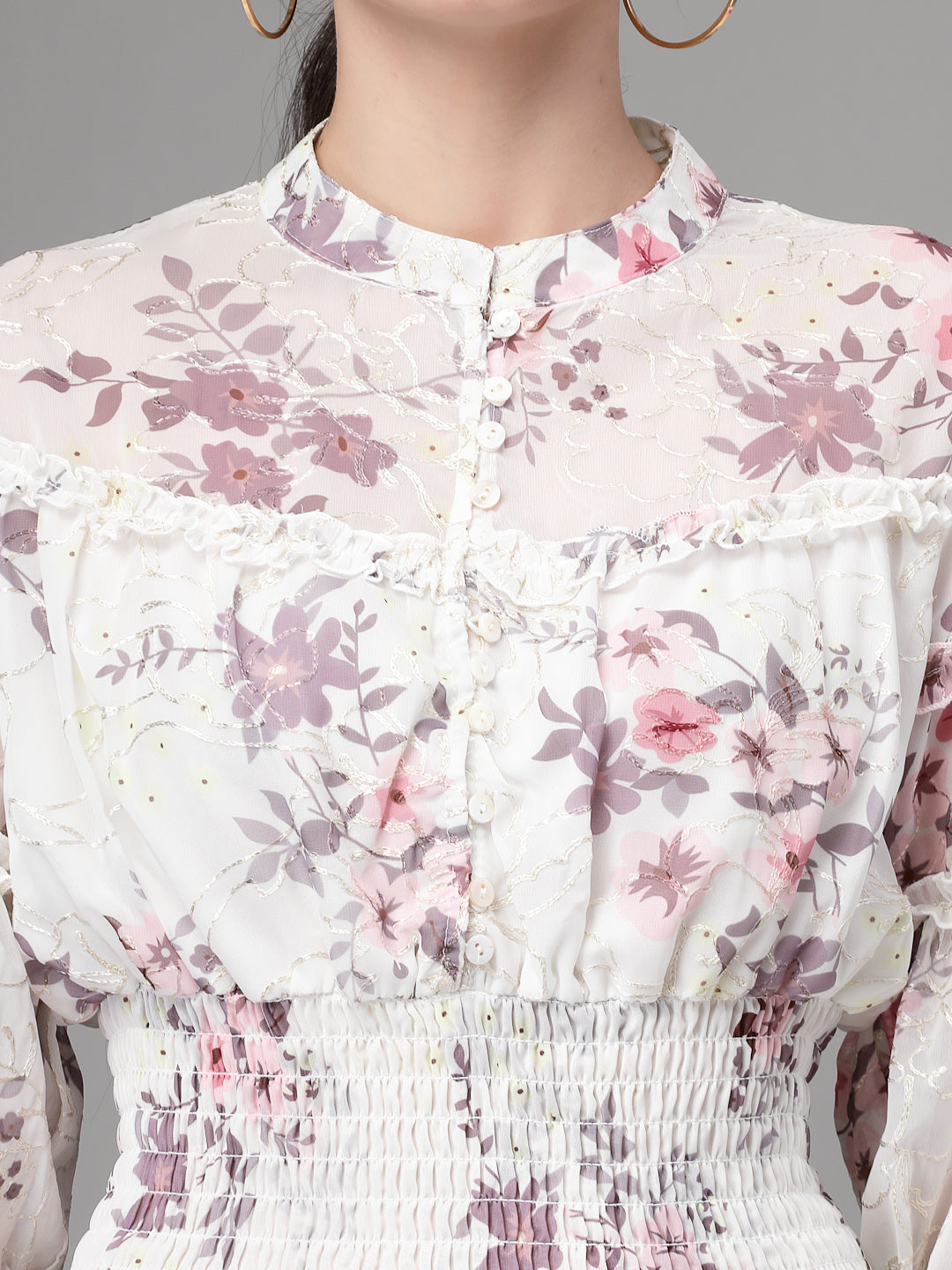 Multi Print Elasticated Hem Crop Top