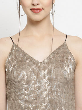 Women Gold Sequinned Cocktail Dress