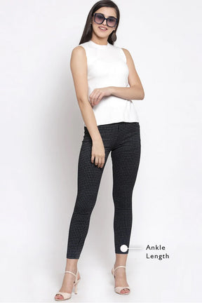 checked black stretchable jeggings